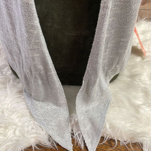 Heart of Palm Womens Swifty Gray Metallic Silver Open Face Cardigan Sz Small NWT - Picture 3 of 9
